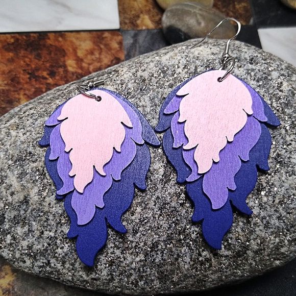 ๐2/$20 Wooden Flame Dangle Earrings - Picture 2 of 2